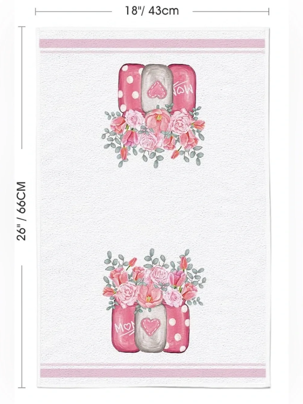 Pink Flowers Best Mom Kitchen Dish Towels 18x26 Inch 2-Pack